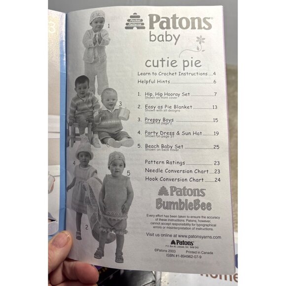 Patons Baby Crochet Pattern Booklet Cutie Pie 500809 CC 2003 - Picture 5 of 6
